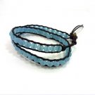 New Crystal Beads Leather Wrap Cuff Bracelet-CL019