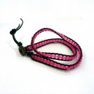 New Crystal Beads Leather Wrap Cuff Bracelet-CL022