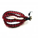 New  Agate Beads Leather Wrap Cuff Bracelet-CL023