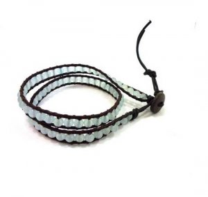 New Agate Beads Leather Wrap Cuff Bracelet-CL024