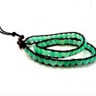 New  Agate Beads Leather Wrap Cuff Bracelet-CL025