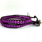 New  Agate Beads Leather Wrap Cuff Bracelet-CL028