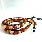 New Agate Beads Leather Wrap Cuff Bracelet-CL035