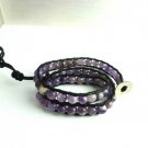 New  Agate Beads Leather Wrap Cuff Bracelet-CL036