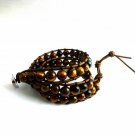 New  Agate Beads Leather Wrap Cuff Bracelet-CL037