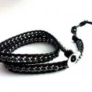 New Agate Beads Leather Wrap Cuff Bracelet-CL041