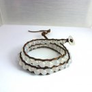 New  Agate Beads Leather Wrap Cuff Bracelet-CL043