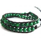 New  Malachite Beads Leather Wrap Cuff Bracelet-CL047