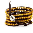 Pearls Ball 5 couture Handmad wrap bracelet with 925 Silver button  CL-051