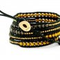 Pearls Ball 5 couture Handmad wrap bracelet with 925 Silver button  CL-054