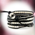 Hot  Sell  Pearls Ball 5 wrap bracelet couture Handmad with 925s button CL-094