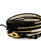 Pearls Ball 5 wrap bracelet couture Handmad with 925s button  CL-58