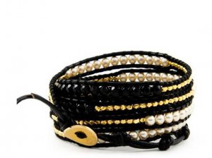 Pearls Ball 5 wrap bracelet couture Handmad with 925s button  CL-58