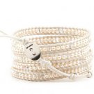 Pearls Ball 5 wrap bracelet couture Handmad with 925s button  CL-70