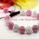 WWW Very Pretty  AAA 14x12MM and 2x10MM Crystal Stones Bead Pave Disco Ball  Macrame  Bracelet