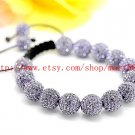 WWW Very Pretty  AAA 14x12MM and 2x10MM Crystal Stones Bead Pave Disco Ball  Macrame  Bracelet