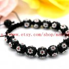 WWW Very Pretty  AAA 14x12MM and 2x10MM Crystal Stones Bead Pave Disco Ball  Macrame  Bracelet