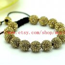 WWW Very Pretty  AAA 14x12MM and 2x10MM Crystal Stones Bead Pave Disco Ball  Macrame  Bracelet