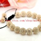 WWW Very Pretty  AAA 14x12MM and 2x10MM Crystal Stones Bead Pave Disco Ball  Macrame  Bracelet