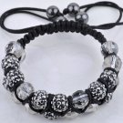 11X10MM Crystal stones Bead Pave Disco Ball with natural stone  Double Rows  Macrame bracelet