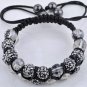 11X10MM Crystal stones Bead Pave Disco Ball with natural stone  Double Rows  Macrame bracelet