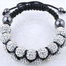 New 18X10MM Crystal stones Bead Pave Disco Ball bracelet Double Rows Macrame bracelet