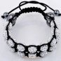 New 18X10MM Crystal stones Bead Pave Disco Ball bracelet Double Rows Macrame bracelet