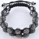 New 18X10MM Crystal stones Bead Pave Disco Ball bracelet Double Rows Macrame bracelet