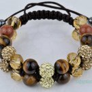 New 6X10MM Crystal stones Bead Pave Disco Ball bracelet Double Rows Macrame bracelet