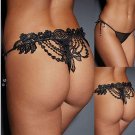 6 Women's black Lace Thongs G-string V-string Panties Knickers Lingerie Underwear