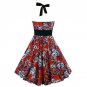 1950s 60s 5XL plus size skull printed dress women punk strapless halter