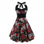 1950s 60s 5XL plus size skull printed dress women punk strapless halter