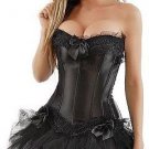 \'+ Skirt Bustier Mini Tutu Wedding Dress Costume Black Corset S-2XL