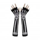 Skeleton Halloween Long Arm Warmer Fingerless Dress Gloves drop shipping