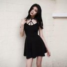r Black V Collar Dress Female
