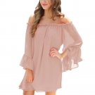 Long Sleeve Chiffon Pink Mini Dress vestidos mujer