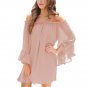Long Sleeve Chiffon Pink Mini Dress vestidos mujer