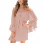 Long Sleeve Chiffon Pink Mini Dress vestidos mujer