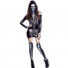Halloween Deluxe Gothic skeleton cosmic print Carnival Party Dress 89025