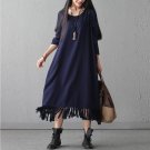 Neck Loose Dress Ladies Vintage Retro Kaftan Autumn Winter Vestido