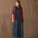 Cotton Linen Maxi Dress Casual Loose Long Sleeve Vestidos Party Dresses