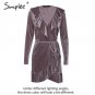 sexy dress Autumn winter long sleeve blue wrap dress vestido de festa