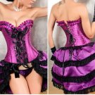 Corselet with Skirt Women Corset Lace Purple Overbust Lace Bustier