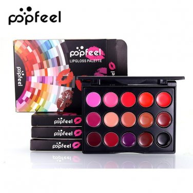 Lasting Pigment Gothic Style Black Purple 15 Color Lip Makeup Palette
