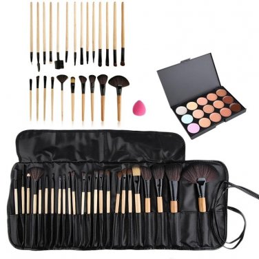 Beauty Professional Makeup Brushes Concealer Fashion 24pcs Makeup Cosmetic Brushes +15 Color Conceal