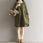 Neck Pleated Baggy Pullover Shirt Dress Loose Autumn Winter Mini Vestido