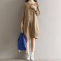 Neck Pleated Baggy Pullover Shirt Dress Loose Autumn Winter Mini Vestido