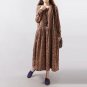Casual Long Sleeve Cotton Linen Maxi Dress Swing Floral Big Size Dress