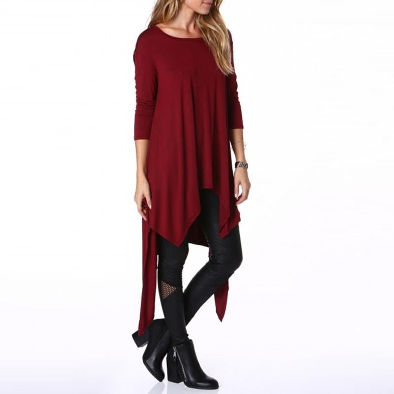 Casual O Neck Irregular Hem Party Dresses Long Vestidos Retro Robe Femme