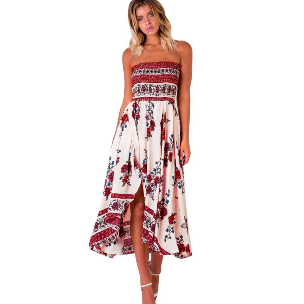 Boho Long Maxi Evening Party Beach Dress Floral Sundress vestidos#LSN